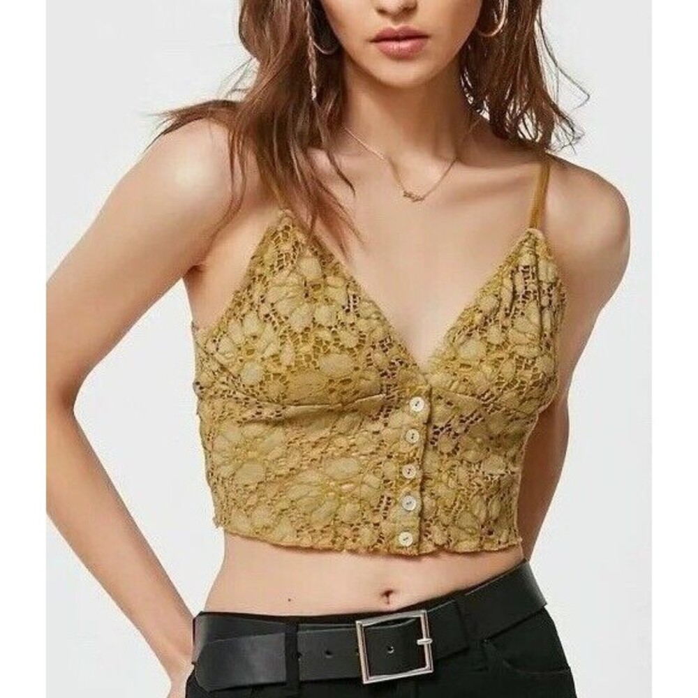 URBAN OUTFITTERS Lace Green Crop Top- Size XS,  Boho Festival Cottagecore